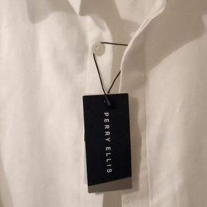Perry Ellis xxl slim fit cotton bright white men's shirt